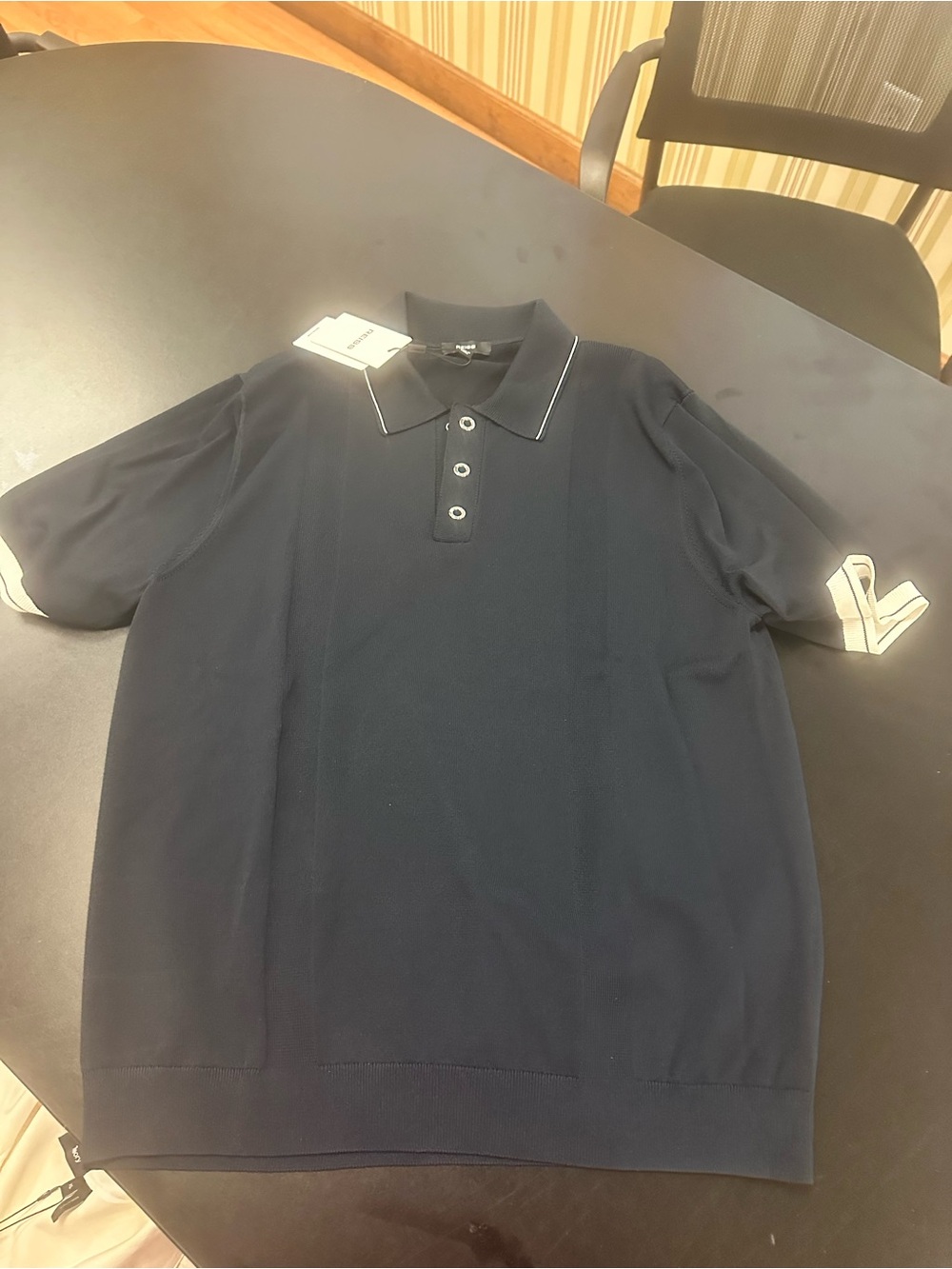 Reiss Navy Polo with White Contrast Piping